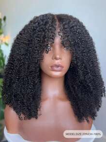 Peluca rizada tipo Jerry sin pegamento con cierre de encaje 4x4 de cabello humano, peluca de cabello humano con encaje cortado previamente para mujeres para usar y llevar, peluca rizada tipo Jerry natural negra sin pegamento, pre-pelada con una densidad del 180%