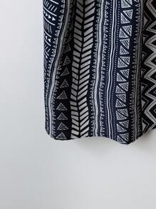 Rusticease Women's Boho Short Dress: Woven Fabric, Multicolor Print, Round Neck, Short Sleeves, And Straight Hem - Multicolor - View 5