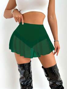 Zolique Women's Solid Color Fashion Shorts, Suitable For Summer - Dark Green - View 4