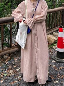 FRIFUL Women Loose Long Chiffon Blouse Outerwear Flare Sleeve, Spring/Summer,Ruffle Long Sleeve Top - Pink - View 2