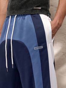 SWAVVY Pantalones rectos de punto de ajuste holgado de moda casual para hombre con diseño de parches - Multicolor - Ver 3