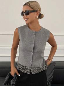 Livesso Nuovo gilet lavorato a maglia estivo da donna per festival musicali