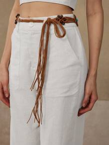 MOTF PREMIUM BROWN BOHEMIAN STYLE TIE WAIST BELT - Brown - View 5
