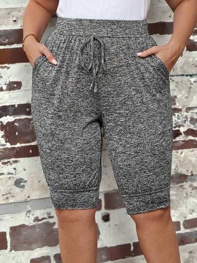 EMERY ROSE Pantaloni scurți casual simpli cu buzunare minimaliste, mărime mare, ținută de birou pentru vacanță, pantaloni scurți boho pentru festivaluri și sărbători