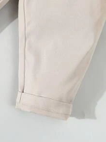 SHEIN 4 件套男婴正式绅士装 - 蝴蝶结衬衫 + 背心 + 西装外套 + 裤子，选美表演婚礼套装 - 杏色 - 查看 3