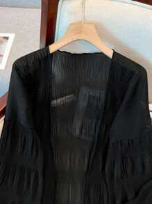 SHEIN New Arrival Lightweight French Pleated Sheer Cardigan For Women, Slimming