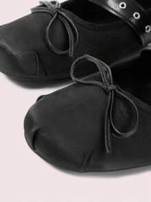 CUCCOO DOLLMOD Women's Black Ribbon Bow Slip-On Flat Shoes - Black - View 7
