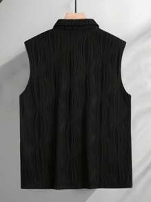 Manfinity Homme Vestă casual cu guler polo din material texturizat de culoare uni, potrivită pentru vară