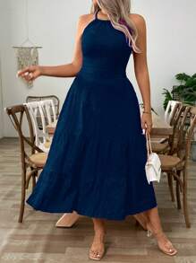 SHEIN LUNE 大码红色露肩长裙，夏季时尚