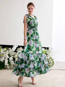 MOTF Soiréza FLORAL PRINT RUFFLE HEM COCKTAIL DRESS - Multicolor - View 1