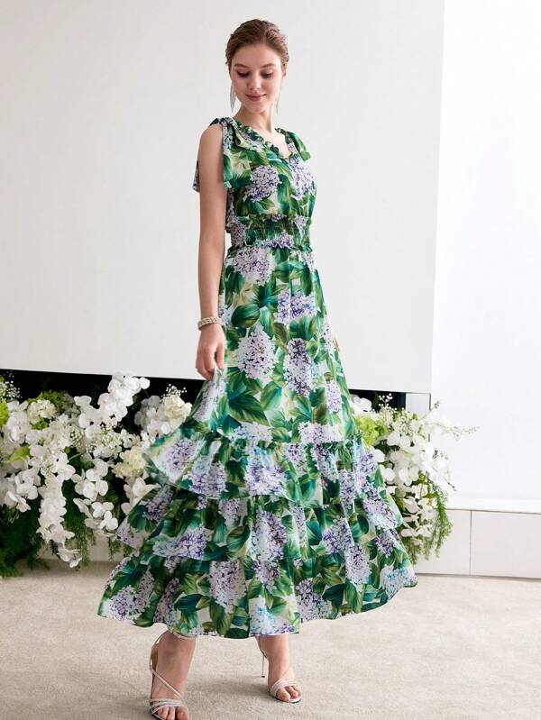 MOTF Soiréza FLORAL PRINT RUFFLE HEM COCKTAIL DRESS