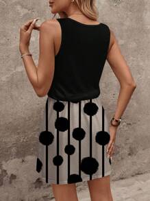 SHEIN LUNE 简约休闲撞色波点短裙，适合夏季