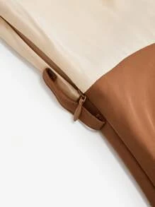 Velvienne Plus Size A-Line Shirt Collar Short Sleeve Commuter Dress For Women, Spring/Summer - Khaki - View 6