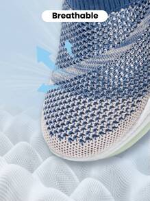 JNSQ 1 paire de chaussures de sport respirantes pour enfants avec fond souple, confortable et tout-aller, bleu avec contrastes de couleurs, en Glissant, pour la rentrée scolaire