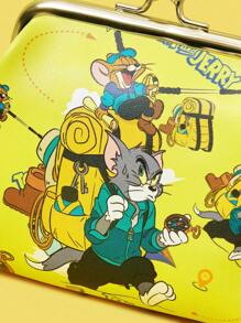 TOM & JERRY X SHEIN Cartoon Print Coin Pouch With Clip