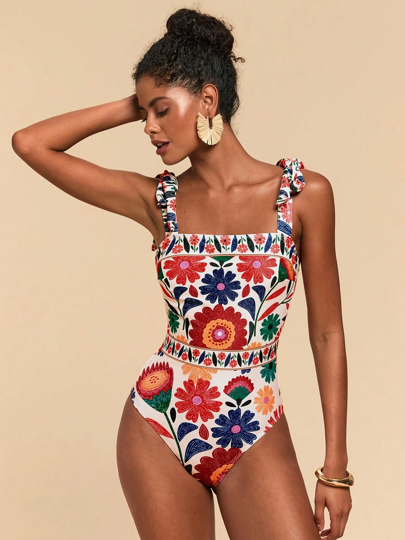 Travachic 1 Peça Maiô Feminino, Alça Fina, Moda para o Verão - Multicolorido - Visão 5