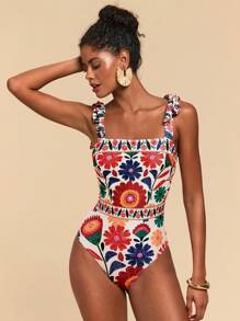 Travachic Maiô feminino de uma peça, alças finas, moderno para o verão