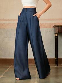Anewsta Elaire Business Casual Women's High Waist Modern Wide Leg Long Suit Pants, Elegant For Commuting