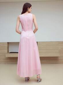 MOTF STUDIO FOLD PLEATED ZIPPER DRESS - Pink - View 4