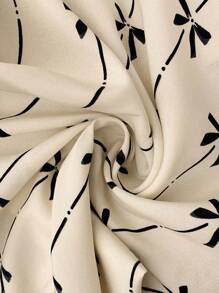 EMERY ROSE Women's Spring/Summer Bow Print Plunge Neck Batwing Sleeve Blouse - Apricot - View 7