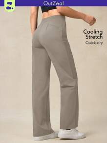 OutZeal Pantalones para mujer con piernas rectas, bolsillos con cremallera, de secado rápido, refrigerantes, ligeros y elásticos, ideales para deportes, aventuras al aire libre y uso diario, con tela suave y sedosa