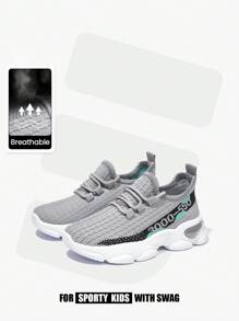 Chaussures de sport grises souples et respirantes en maille, polyvalentes et casual, parfaites pour la rentrée scolaire