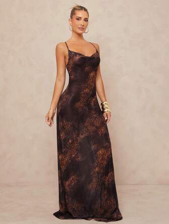 Lumalex 女式豹纹深垂领宽松摆裙