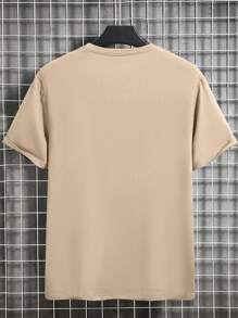 Manfinity Roughcore Kaos Pria Kasual Lengan Pendek Leher Bulat dengan Grafis Huruf, Kaos Musim Panas untuk Pria, Gaya 2000-an - Aprikot - View 2