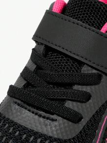 JNSQ 1 paar veelzijdige, casual, comfortabele, zachte, ademende veterschoenen voor alle wedstrijden, tweekleurige roze en zwarte sneakers voor meisjes, sportschoenen voor de start van het schooljaar