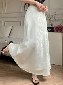 DAZY Gonna a-line elegante da donna in jacquard con vita elastica, primavera/estate
