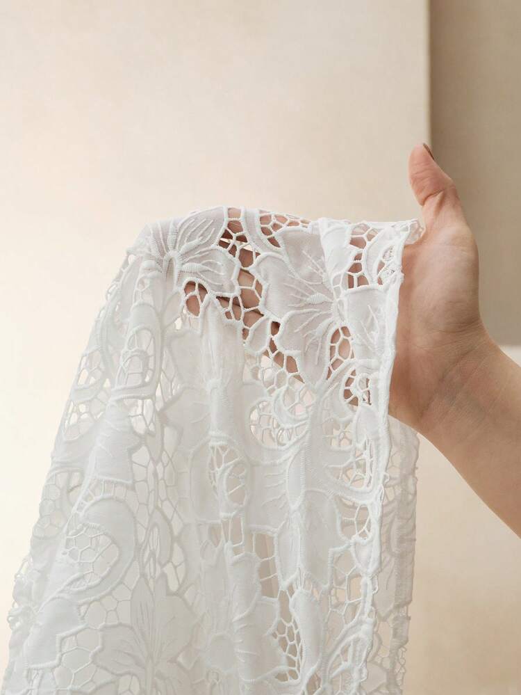 Elegant Embroidered Ruffle Layered A-Line Long Skirt For Women, Suitable For Summer, Classy, Elegant, Beach, Festival, Holiday, Vacation