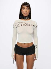 SUMWON WOMEN 运动系带侧边短裤舞蹈健身运动服性能训练压缩运动锻炼健身跑步健身房氨纶高腰瑜伽短裤 - 黑色 - 查看 2