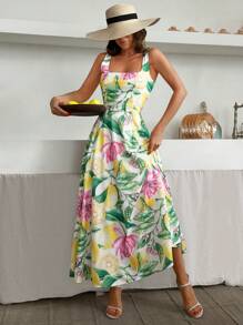 EURMUSE 女士多色花卉印花背面拉链无袖连衣裙 - 彩色 - 查看 6