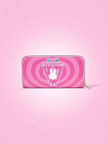 THE POWERPUFF GIRLS X SHEIN Cartera larga bonita con estampado de flores de color rosa - Multicolor - Ver 1