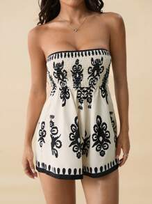 SHEIN PETITE Mono estilo vintage con estampado para mujer para vacaciones - Multicolor - Ver 4