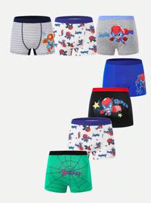 7pcs Pack Tween Boys' Fashionable Graphic Superhero Print Cotton Briefs - Multicolor - View 3