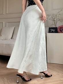 DAZY Gonna a-line elegante da donna in jacquard con vita elastica, primavera/estate