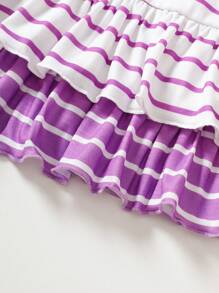 SHEIN Playful Pals 2 Packs Baby Girl Colorblock Striped Sleeveless Dresses - Purple - View 5