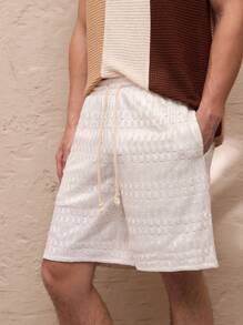 SWAVVY Men's Knit Fashionable Casual Loose Elastic Waist Straight Leg Shorts