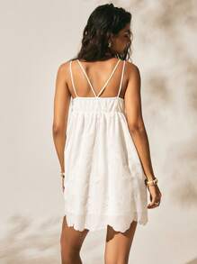 Easelle Holiday Style White Embroidered Dress Seaside Summer 2025 Holidays Beach Outfits For Woman 4th Of July Women