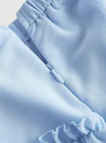 SHEIN MOD Váy xếp ly bất đối xứng cỡ lớn cho nữ - Màu xanh lam - Xem 3