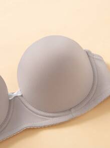 1 pieza Sujetador bandeau de mujer con decoración de lazo y marco de alambre, un solo color