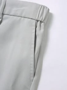 Calvornis 成熟稳重男士西装裤百搭休闲商务正装高端修身直筒西裤 - 淺灰色 - 查看 5