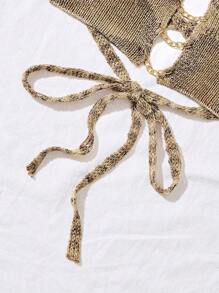 Breezaya Solid Color Knotted Camisole Knit Sleeveless Top - Multicolor - View 3