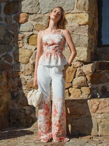 MOTF PREMIUM Top de tirantes con estampado floral y volantes - Multicolor - Ver 6