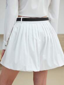 MOTF STUDIO 系腰带褶皱短裤 - 白色 - 查看 5