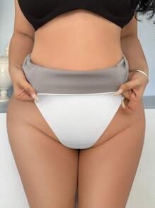 SHEIN Tanga com Controle de Barriga Sem Costura Plus Size para Mulheres - Branco - Visão 2
