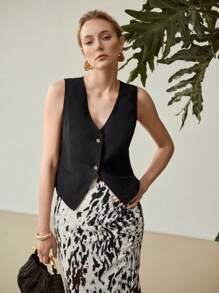 MOTF PREMIUM SINGLE BUTTON BASIC WAISTCOAT - Black - View 3