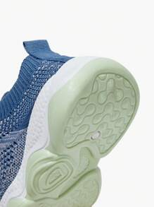 JNSQ 1 paire de chaussures de sport respirantes pour enfants avec fond souple, confortable et tout-aller, bleu avec contrastes de couleurs, en Glissant, pour la rentrée scolaire