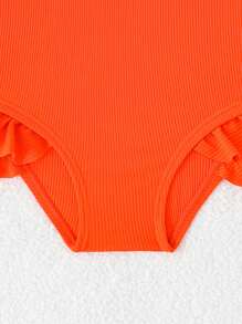 1pc Baby Girl Solid Color Ruffles One-Piece Swimsuit, Summer Beach Holiday Bathing Suit For Baby Girl One Piece Bathing Suit For Baby Girl Bathing Suits For Girls Swim Suits For Girls Swimsuit For Girls - Multicolor - View 4